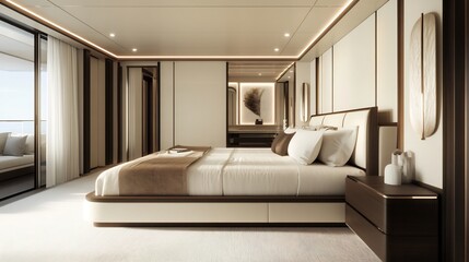 Fototapeta premium Luxury Yacht Master Suite: Opulent Bedroom Design