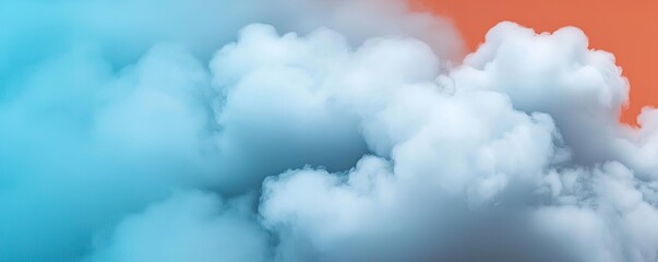 Mysterious fog concept. Vibrant clouds blending blue and orange, creating a stunning atmospheric display.
