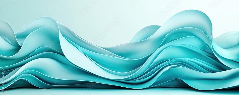 Poster wave abstract background idea. elegant turquoise waves create a soothing abstract background design.