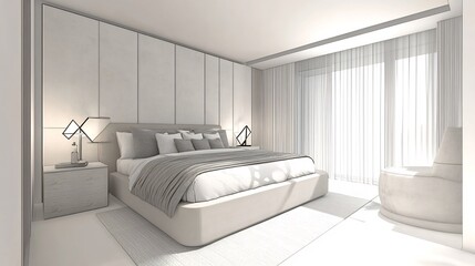 Modern Minimalist Bedroom Design: Serene White Haven