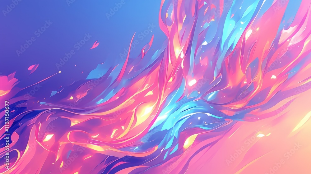 Poster a vibrant abstract design with flowing colors and dynamic shapes, evoking energy and creativity.