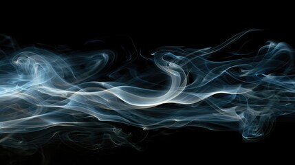 Obraz premium Ethereal smoke wisps gracefully flow against a dark background, creating a sense of movement.
