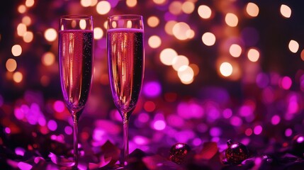 Sparkling Celebration with Champagne Glasses and Festive Background