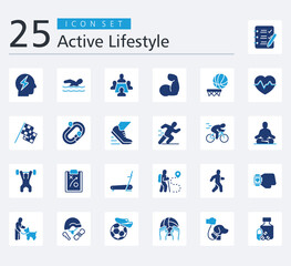 Obraz premium ACTIVE LIFESTYLE ICON SET COLOR FILL STYLE with to do list, energy, swimming, meeting, muscle, basketball and heart beat