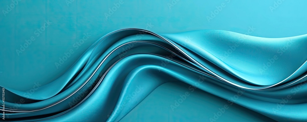Aufkleber wave abstract background idea. a smooth, flowing wave of turquoise silk fabric, creating an elegant 