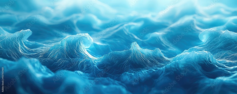 Poster wave abstract background idea. vibrant blue ocean waves creating a mesmerizing pattern of motion and