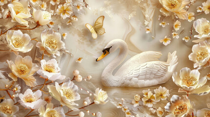close up of a duck with flowers