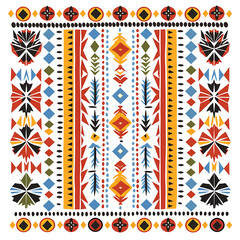 Colorful Geometric Tribal Pattern Design for Textiles
