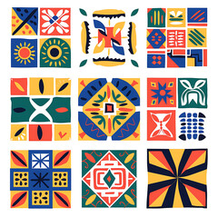 Obraz premium Bright and Colorful Abstract Geometric Pattern Design