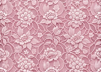 Seamless high-resolution pink lace pattern; elegant, romantic fabric design ideal for elegant backgrounds.