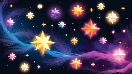 Fototapeta premium Colorful Stars Shine Brightly In A Cosmic Feather Galaxy