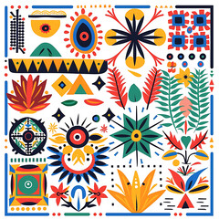 Fototapeta premium Colorful Geometric Floral Pattern Design