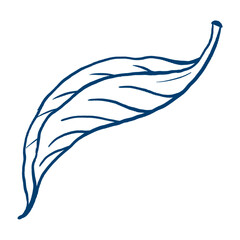 Blue leaf png tattoo art, vintage botanical sticker