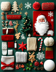 santa claus and christmas tree，Mood board