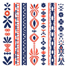 Fototapeta premium Vibrant Tribal Pattern Design in Red and Blue