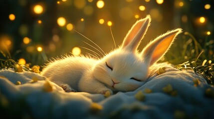 Dreamy White Rabbit in Serene Surroundings