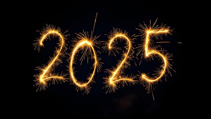 fireworks spelling 2025 new year in the night sky