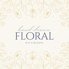Obraz premium Elegance Wedding drawn mono-line floral botanical flower pattern background design