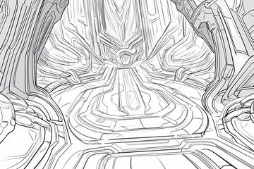 Fototapeta premium Abstract Line Art of Futuristic Architectural Space Design