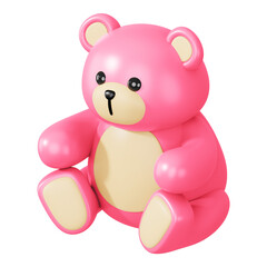 Pink teddy bear png, 3D illustration on transparent background