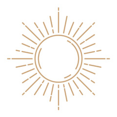 Gold sun png clipart, mystic line art style for planner, transparent background