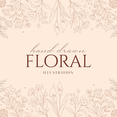 Obraz premium Elegance Wedding drawn mono-line floral botanical flower pattern background design