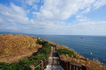 wonderful seascape with seaside walkway