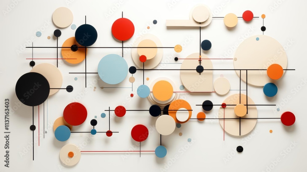 Canvas Prints a colorful abstract painting of circles and lines