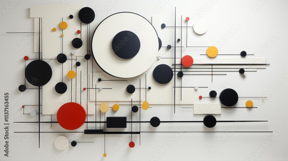 Poster a colorful abstract painting with many circles and lines