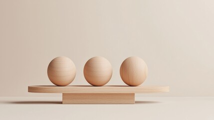 Minimalist Concept with Wooden Sphere and Simple Geometric Shape