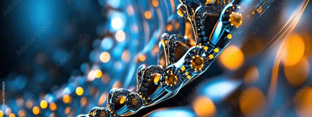 Poster abstract representation of dna strands intertwined with glowing elements, showcasing the beauty of b