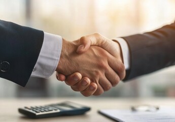 Business Partnership Agreement with Handshake in Office Setting