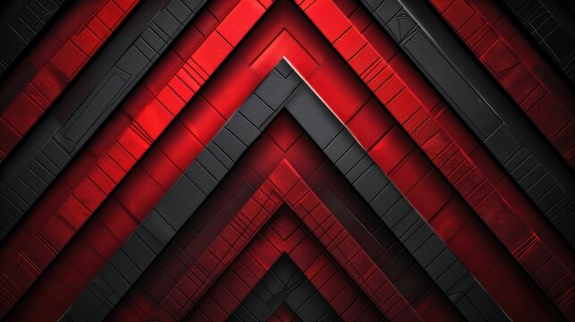 A geometric pattern featuring red and black layered chevrons for a modern design aesthetic.
