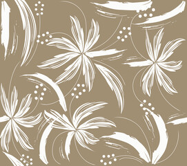 Brown Taupe Floral botanical seamless pattern background suitable for fashion prints, graphics, backgrounds and crafts
