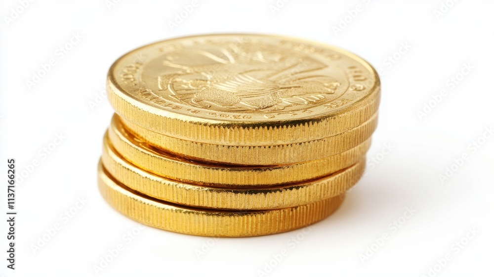 Poster a pile of golden coins is arranged in a small stack, radiating wealth and financial abundance. the w