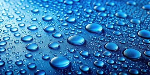 Water droplets on a vibrant blue surface, water, drops, blue, surface, abstract, background, texture, liquid, purity