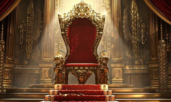 Majestic Golden Throne in a Grand Palace Hall