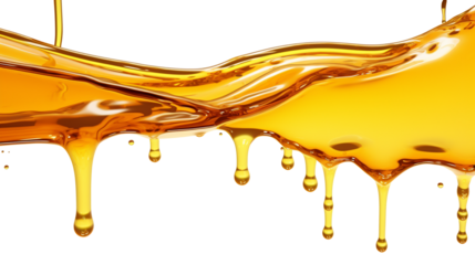 oil and honey melting down isolated on transparent background, honey and oil drip effect.