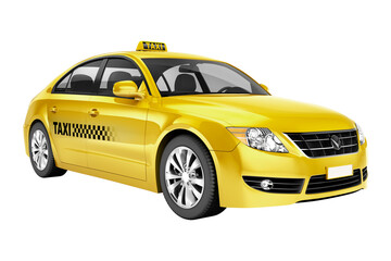 3D cab png clipart, yellow car, vehicle on transparent background © Rawpixel.com