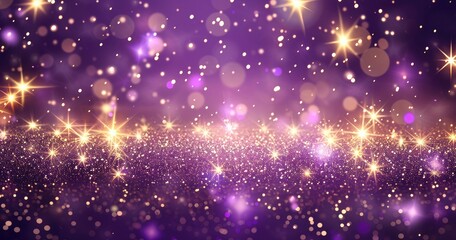 A sparkling purple background filled with shimmering lights and glitter effects.