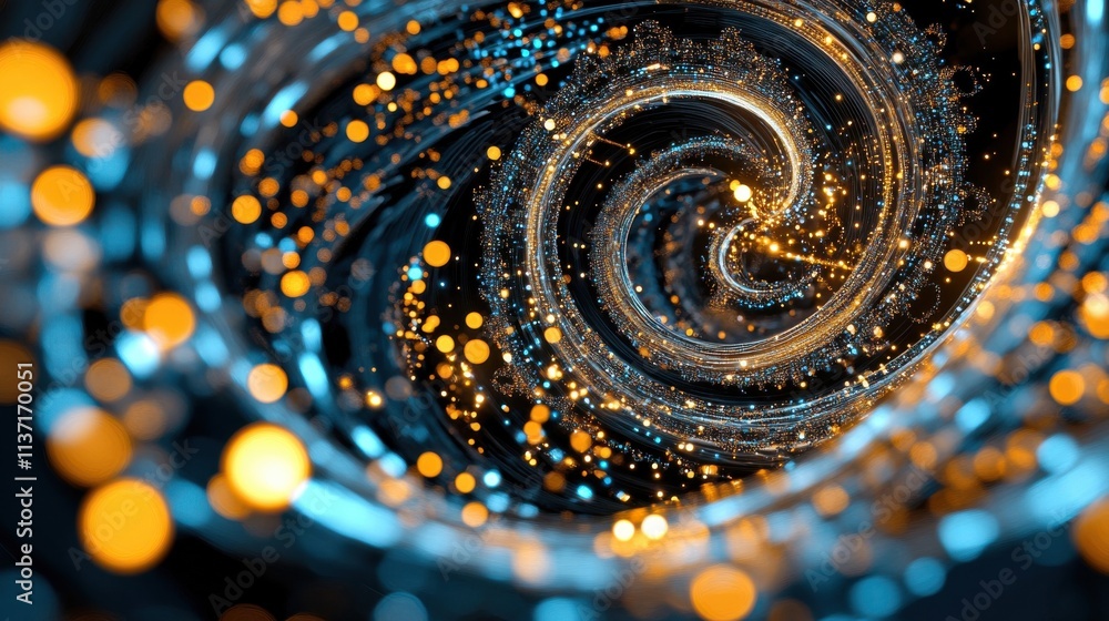 Poster abstract vibrant swirling lights and particles in a dynamic motion representation of energy flow and