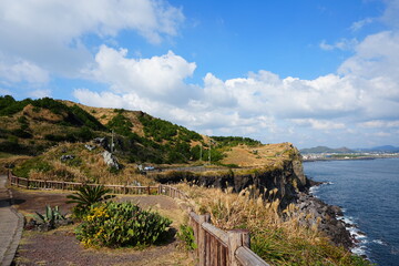 fine walkway at seaside cliff