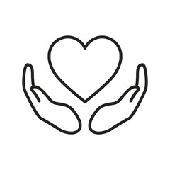 Charity logo png, hands supporting heart icon flat design illustration