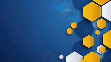 Obraz premium Abstract design featuring geometric shapes in blue and yellow tones.