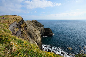 fine walkway at seaside cliff