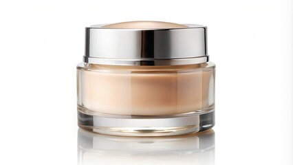 Foundation face cream in a luxurious glass bottle isolated on white background , skincare, beauty, cosmetic, product
