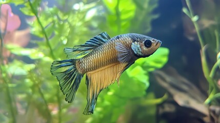 Watch a small betta fish swim gracefully