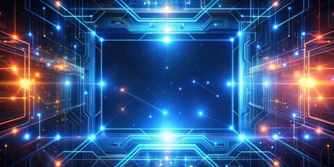 Obraz premium Abstract digital technology background with glowing lines and geometric shapes, abstract, technology, background, digital
