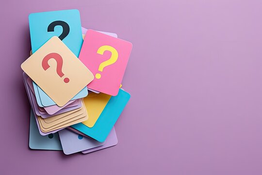 Colorful Question Marks on a Stack of Cards