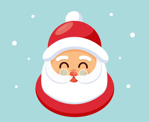 Christmas Vector Santa Claus's head, Santa’s face with a hat and white beard. Cartoon character